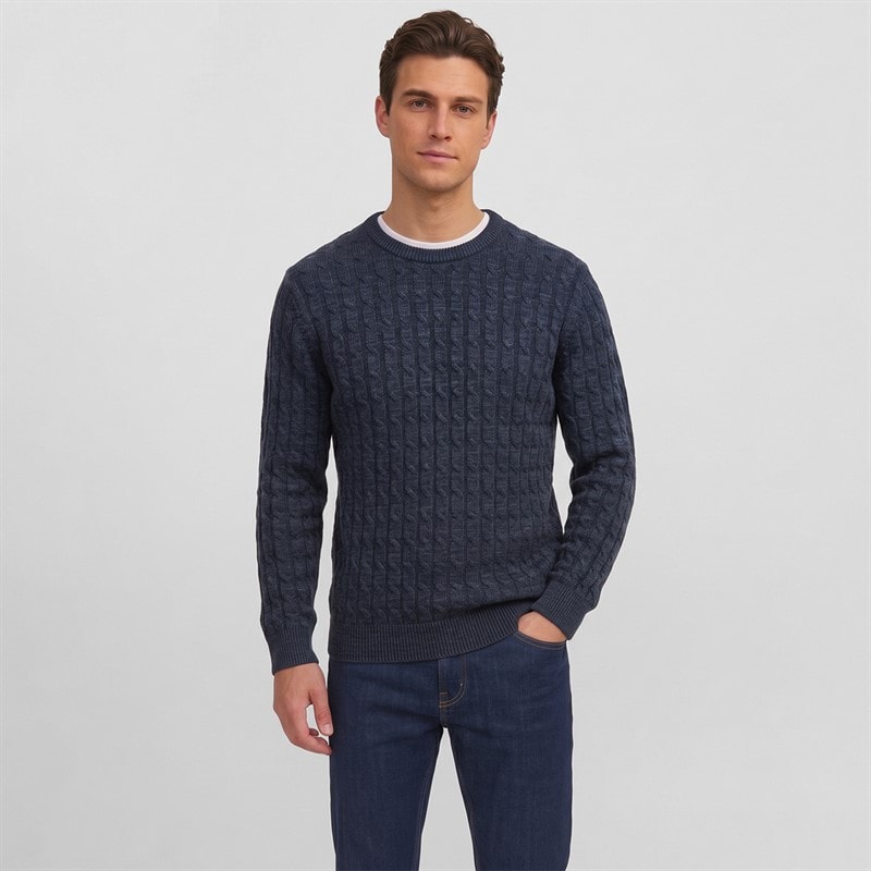 Indicode Herre trevin striktrøje - Navy