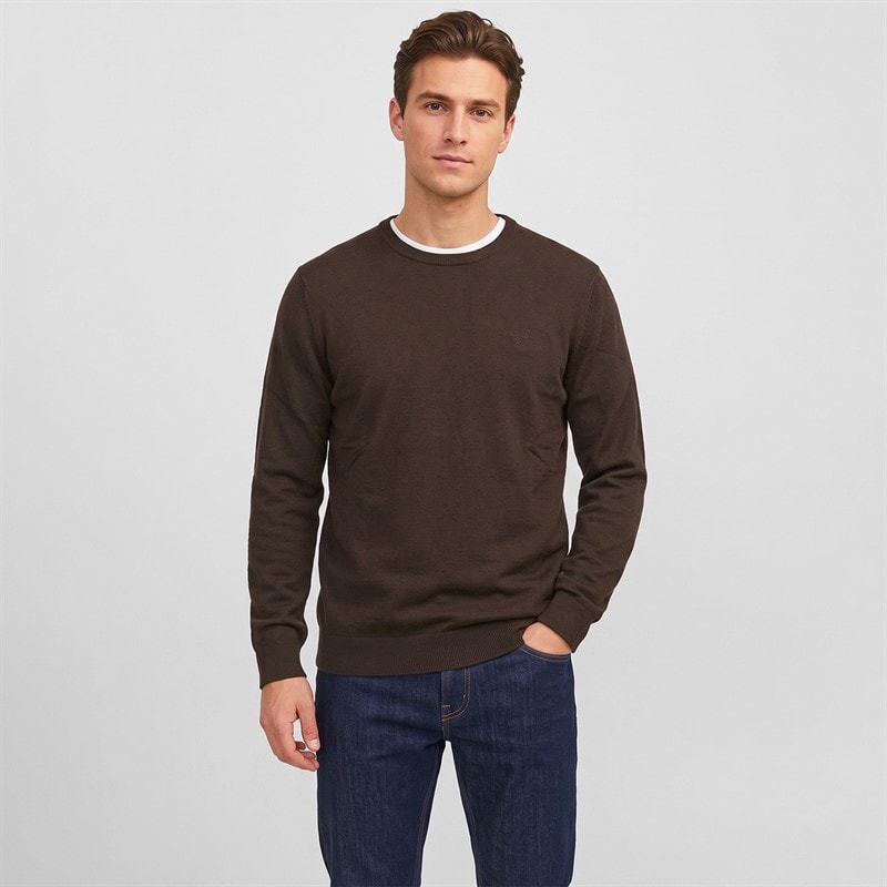 Indicode Herre wildman strikket jumper mørkebrun mix - Dark Brown Mix