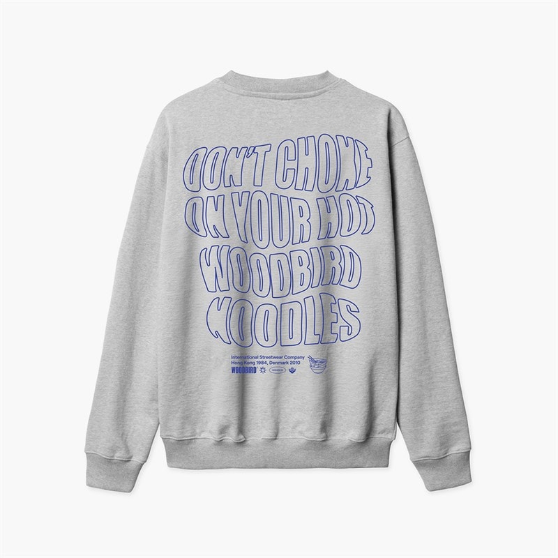 Woodbird Herre cane wobble sweatshirt - Grey Melange