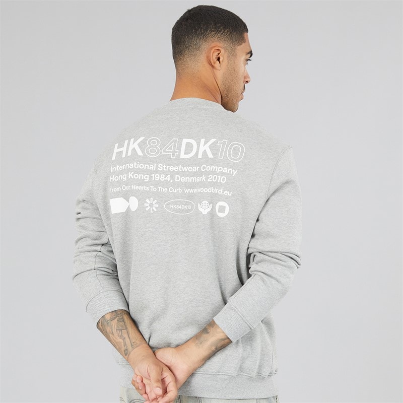 Woodbird Herre cane hkdk sweatshirt - Grey Melange