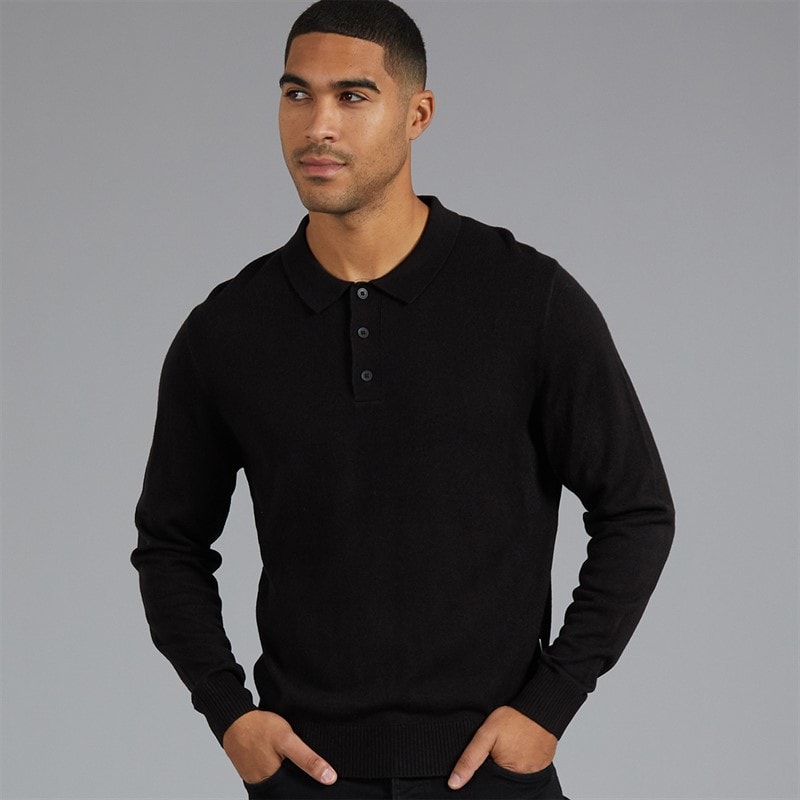 Herre archie strikket poloshirt Sort - Billede 1