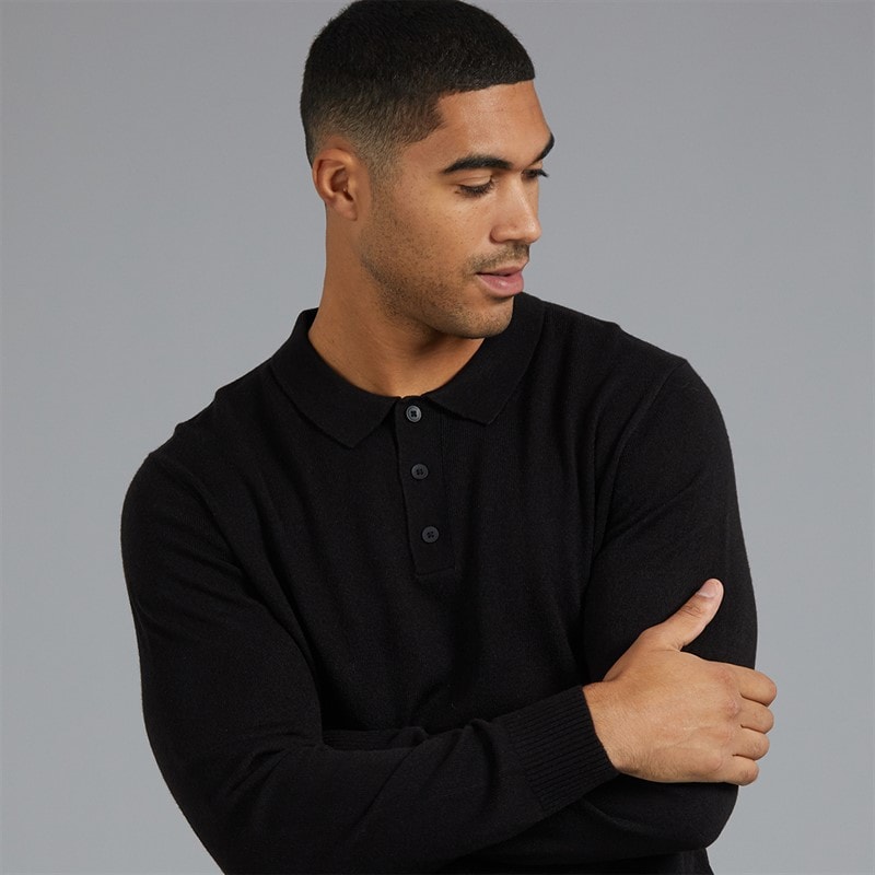 Herre archie strikket poloshirt Sort - Billede 3