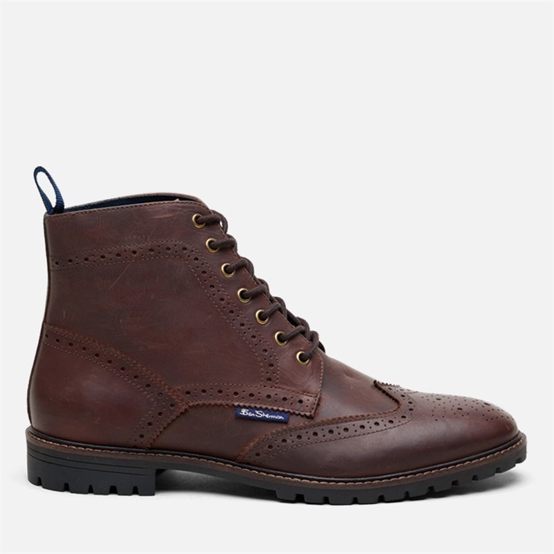 Herre duke læder brogue støvler Waxy Brown - Billede 1