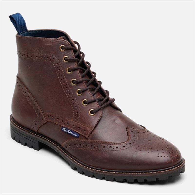 Herre duke læder brogue støvler Waxy Brown - Billede 2
