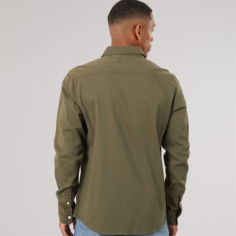 Herre grå langærmet skjorte Khaki/Jet Black - Billede 2