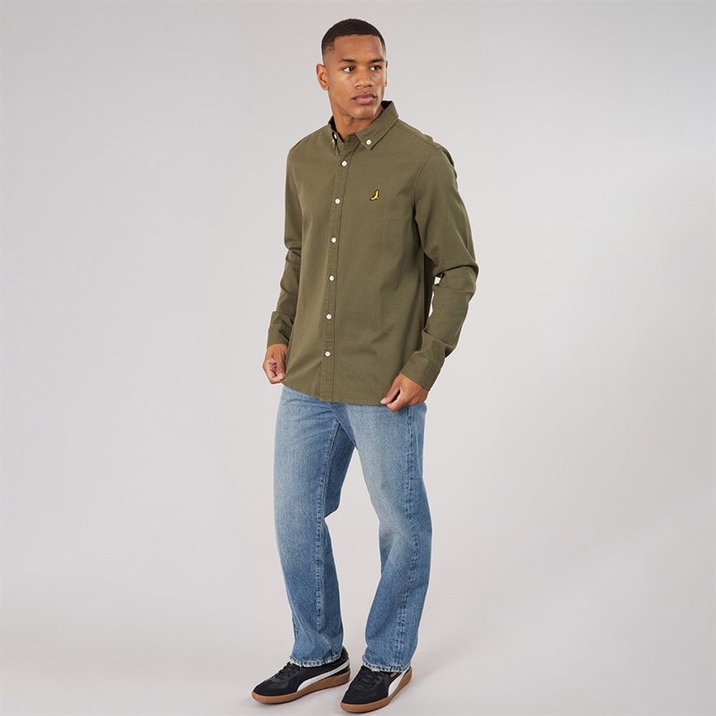 Herre grå langærmet skjorte Khaki/Jet Black - Billede 3