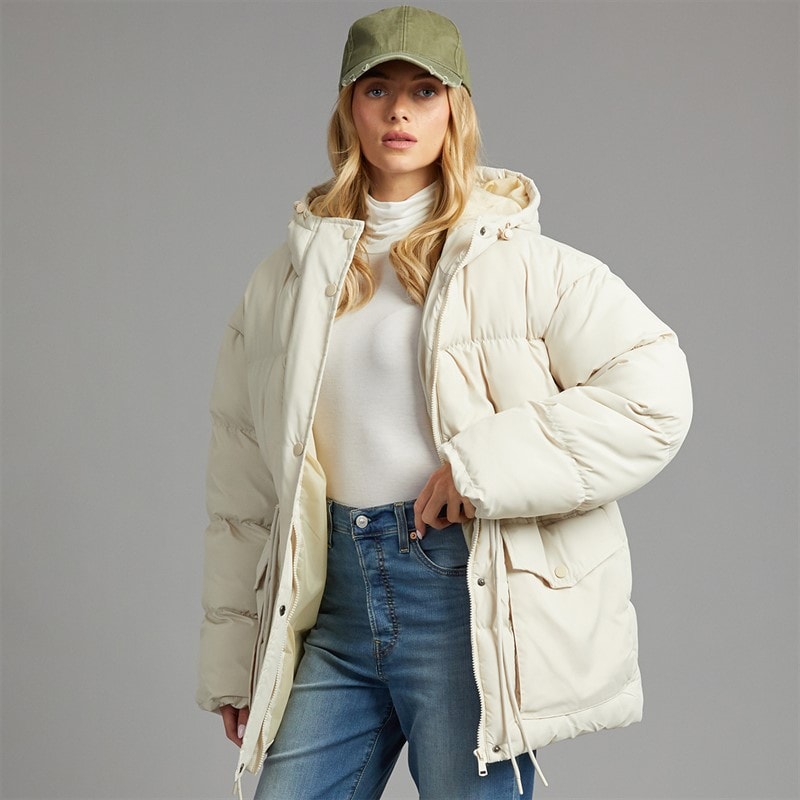 Brave Soul Dame zia kort pufferjakke - Cream