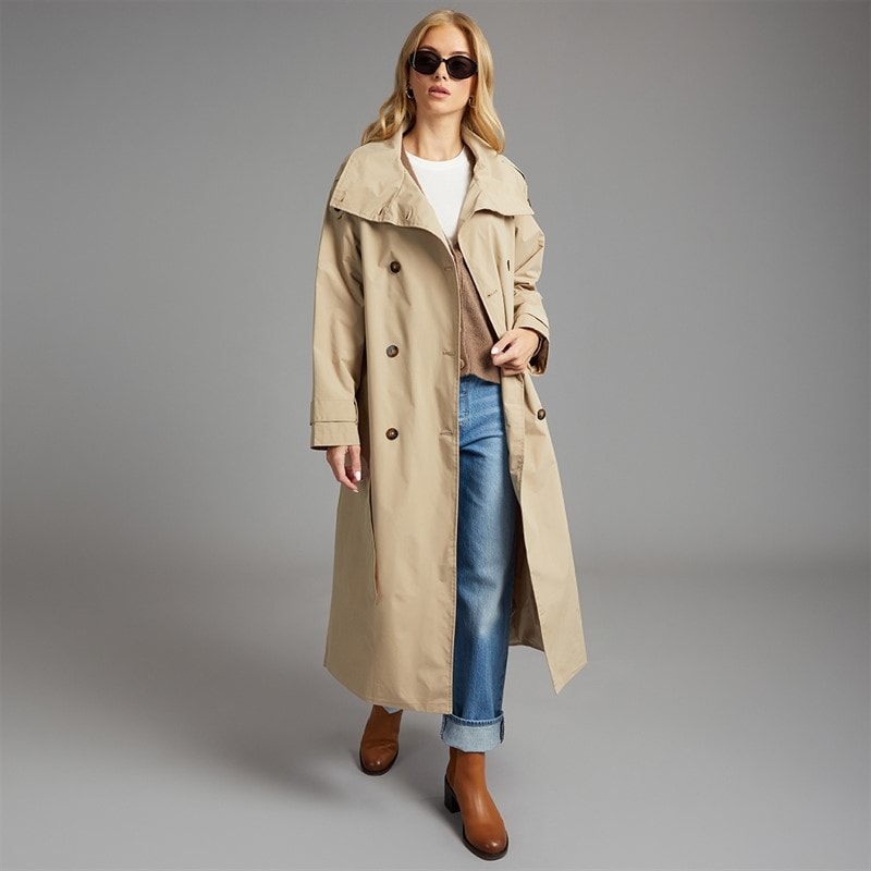 Brave Soul Dame joely maxi trenchcoat - Camel