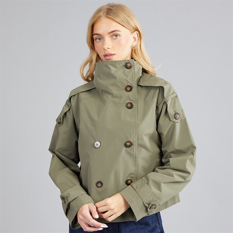 Brave Soul Dame joely kort trenchcoat - Khaki