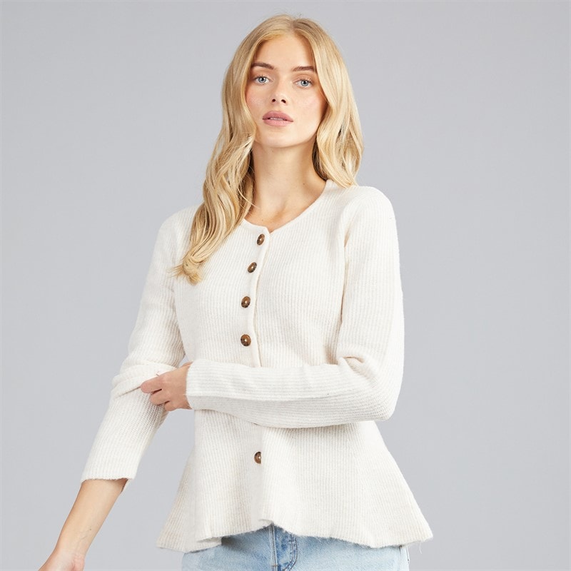 Brave Soul Dame penny peplum cardigan - Ivory