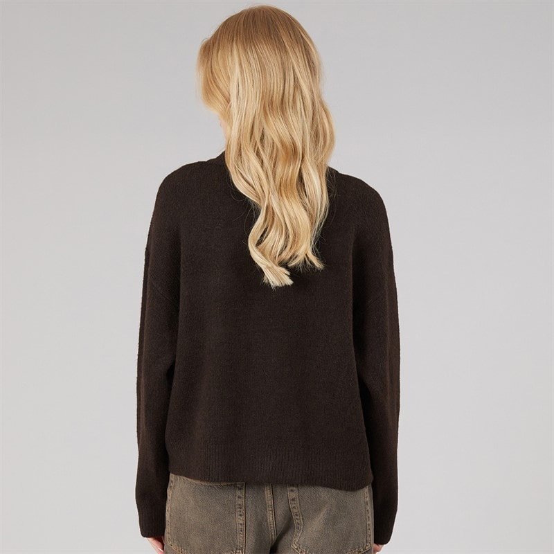 Dame strikket cardigan med knapper Chocolate - Billede 2