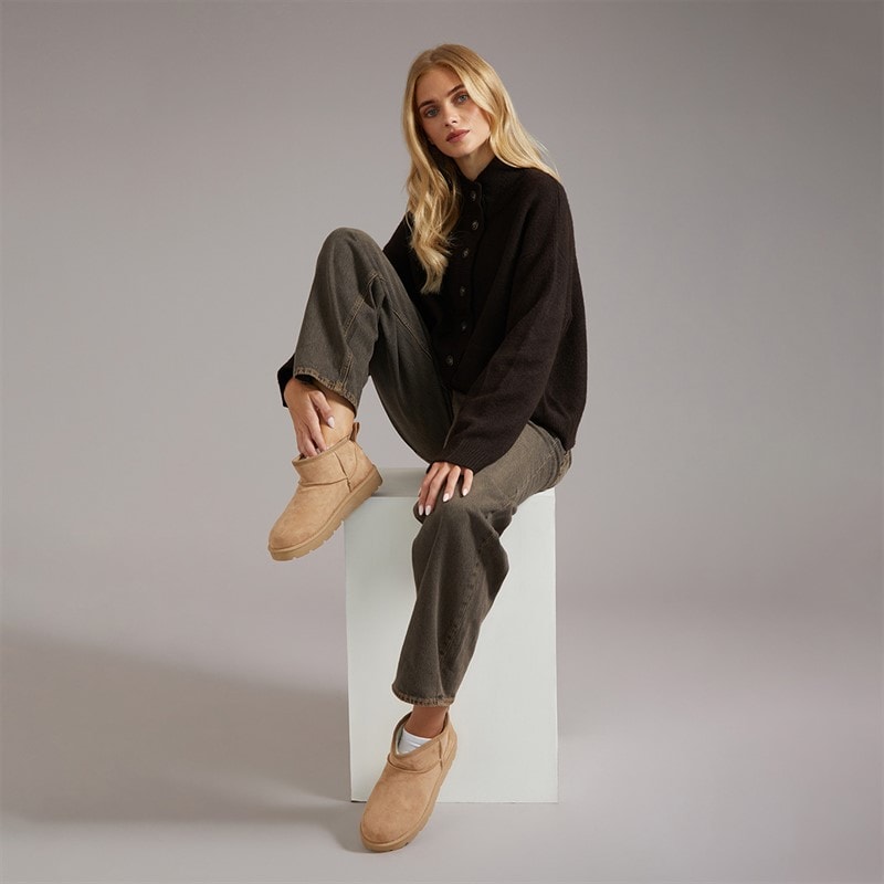 Dame strikket cardigan med knapper Chocolate - Billede 4