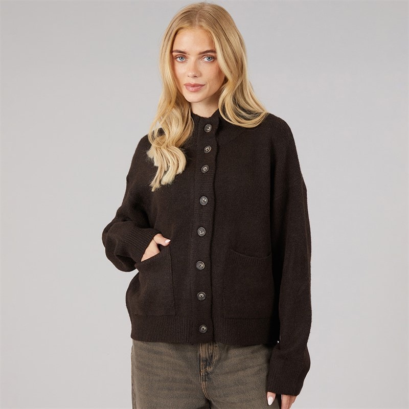 Dame strikket cardigan med knapper Chocolate - Billede 5