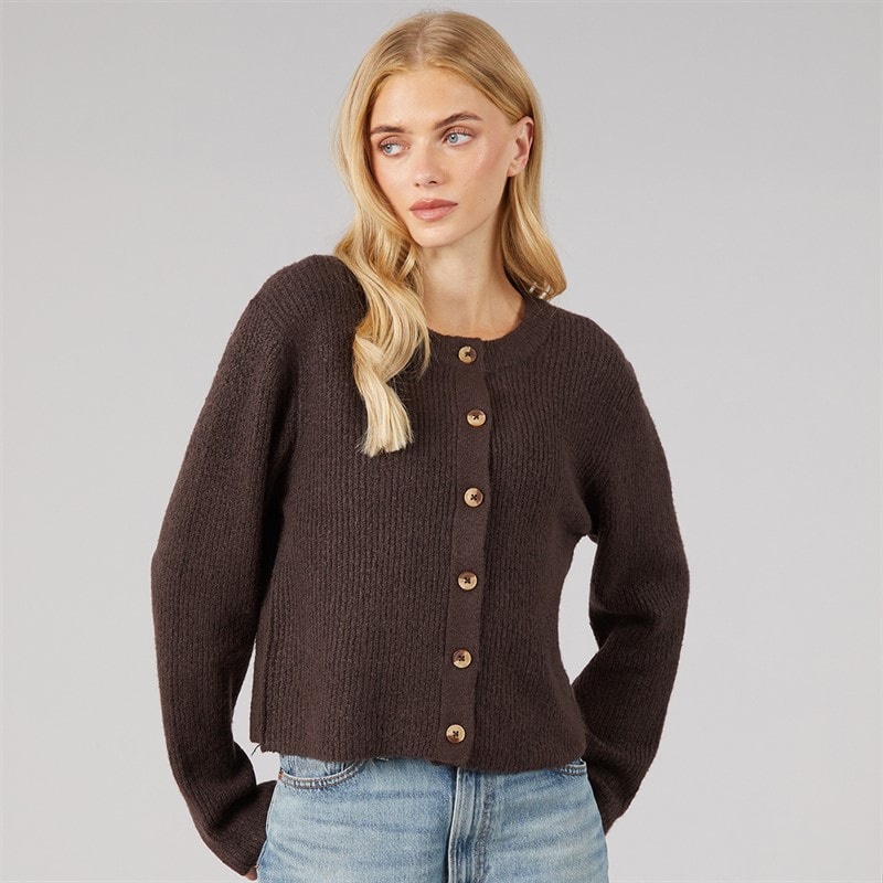 Dame vinterfiskerstrikcardigan Bitter Chocolate - Billede 1