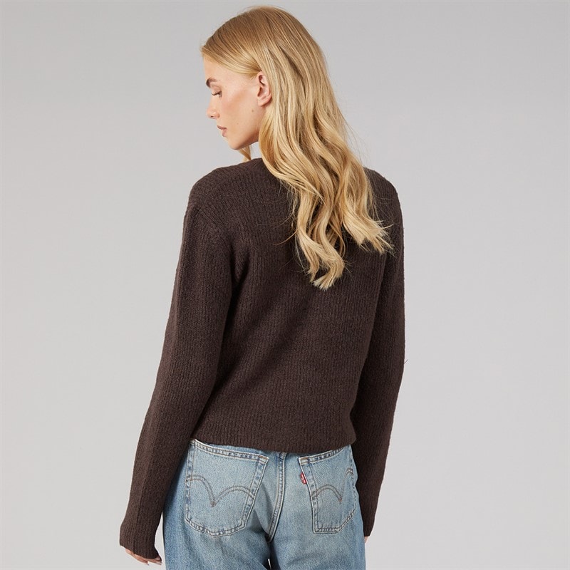 Dame vinterfiskerstrikcardigan Bitter Chocolate - Billede 2