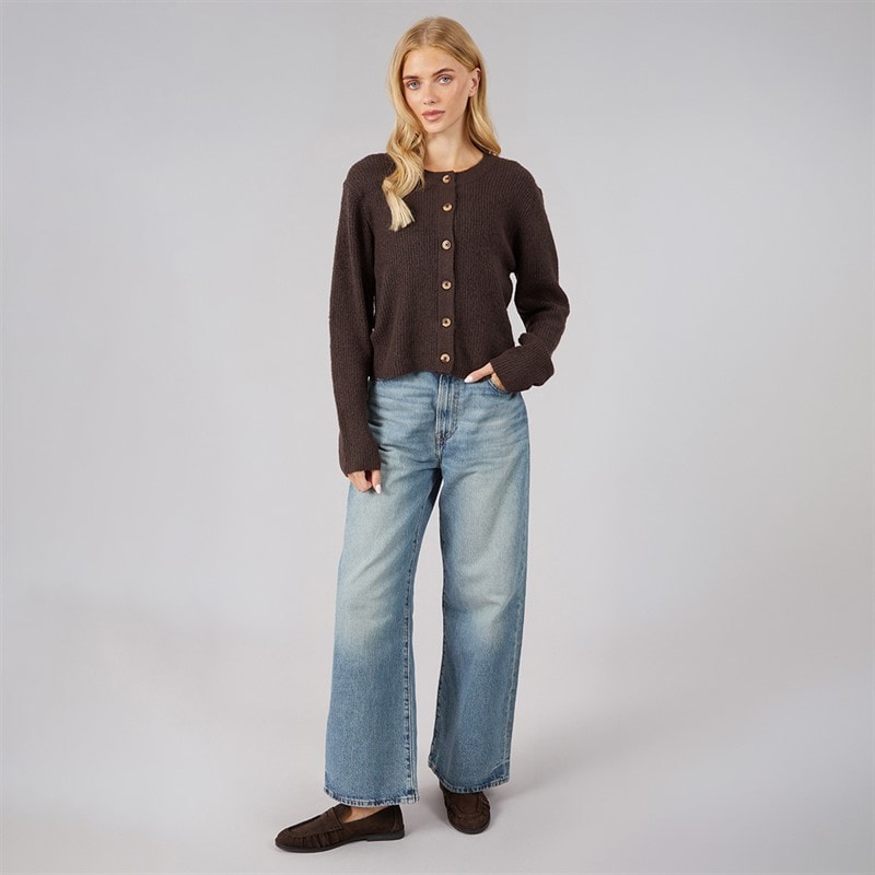 Dame vinterfiskerstrikcardigan Bitter Chocolate - Billede 3
