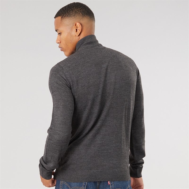 Herre georgie ribstrikket 1/4 lynlås trøje Dark Charcoal Marl - Billede 2