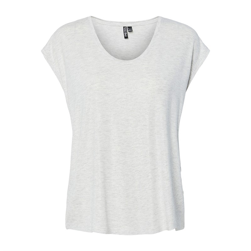 Dame alice glimmer t-shirt Light Grey Melange - Billede 1