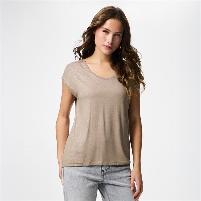 Pieces Dame alice glimmer t-shirt - Greige