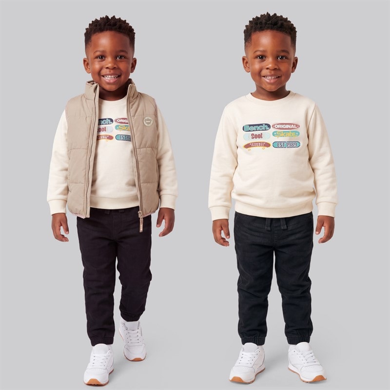 Drenge vatteret vest hættetrøje og jeans sæt Beige - Billede 1