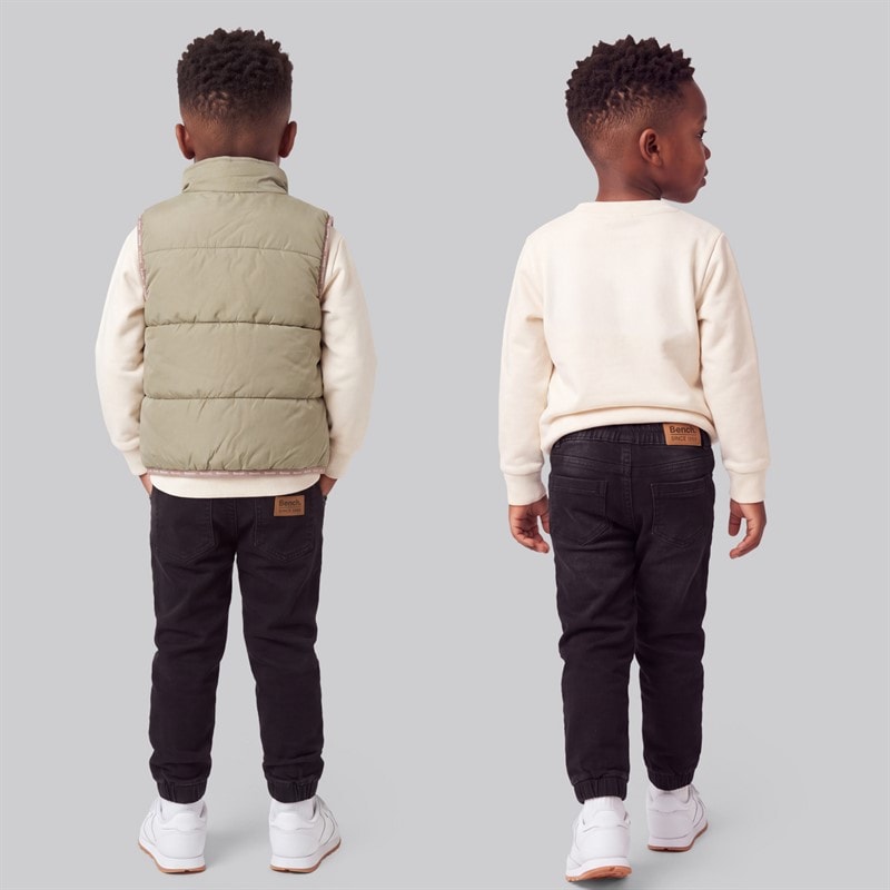 Drenge vatteret vest hættetrøje og jeans sæt Beige - Billede 2