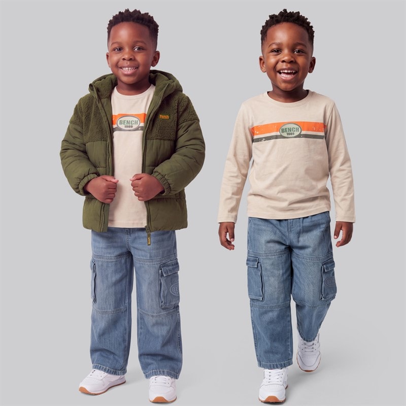 Bench Drenge hættejakke cargojeans og t-shirt sæt - Grøn