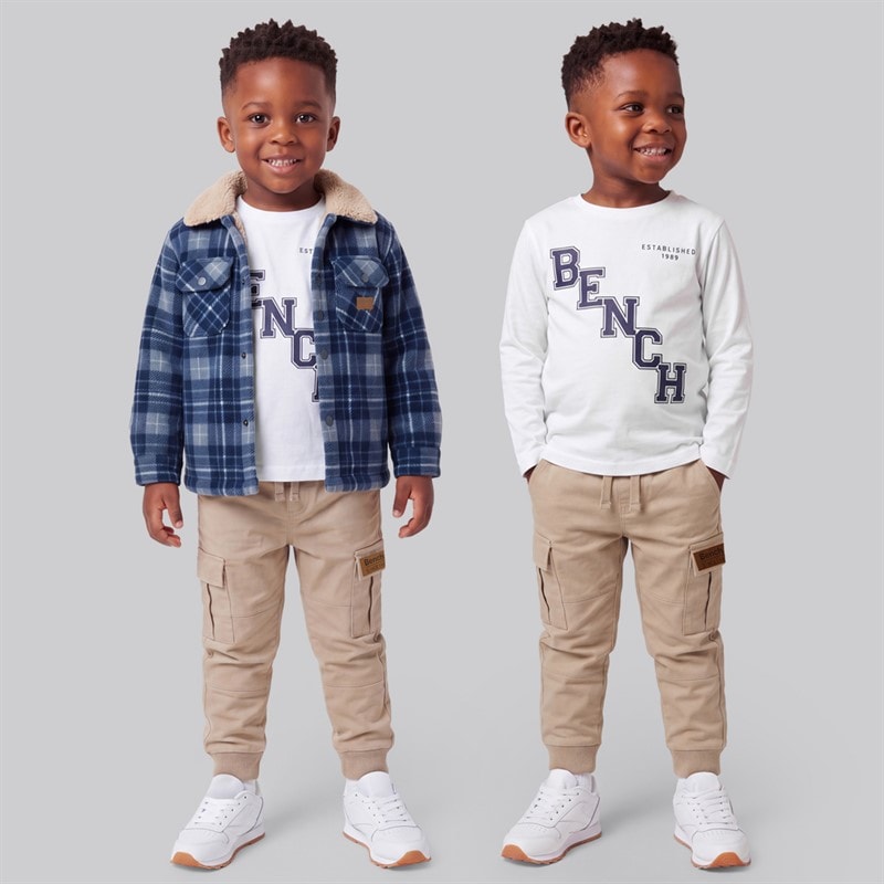 Bench Drenge sherpa shacket cargobukser og t-shirt sæt - Navy