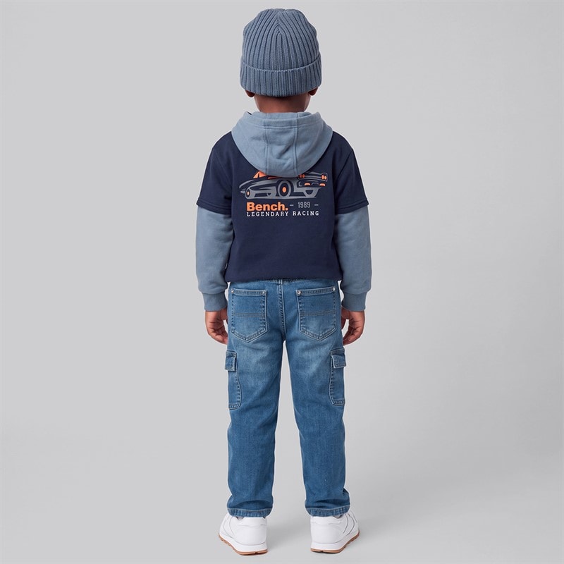 Drenge hættetrøje jeans og hue sæt Blå - Billede 2