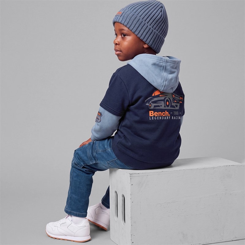 Drenge hættetrøje jeans og hue sæt Blå - Billede 3