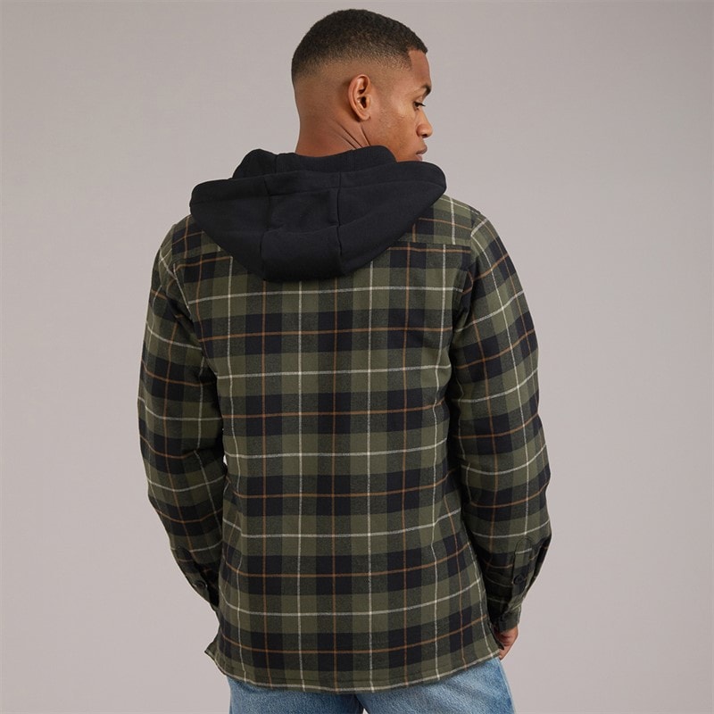 Herre draxen vatteret ternet flannel overshirt Sort/Khaki/Taupe/Stone Check - Billede 2
