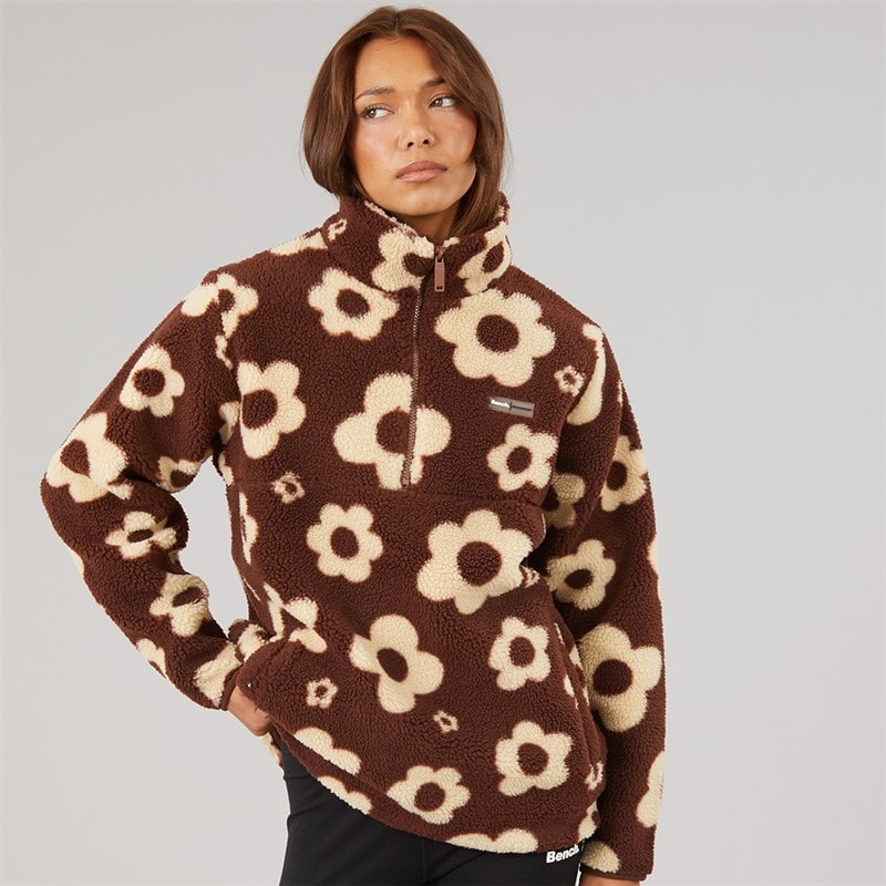 Dame dessa fleece med 1/4 lynlås Chocolate/Chalk - Billede 3