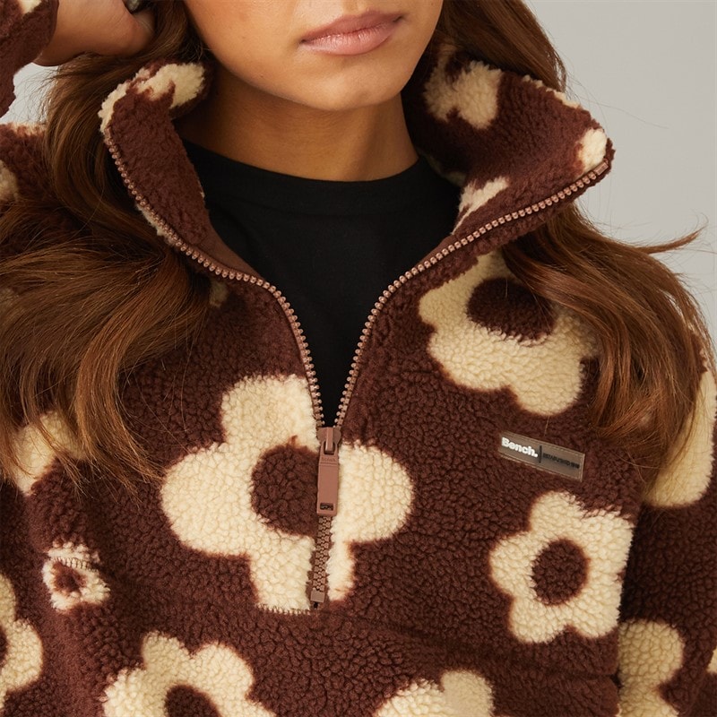 Dame dessa fleece med 1/4 lynlås Chocolate/Chalk - Billede 4