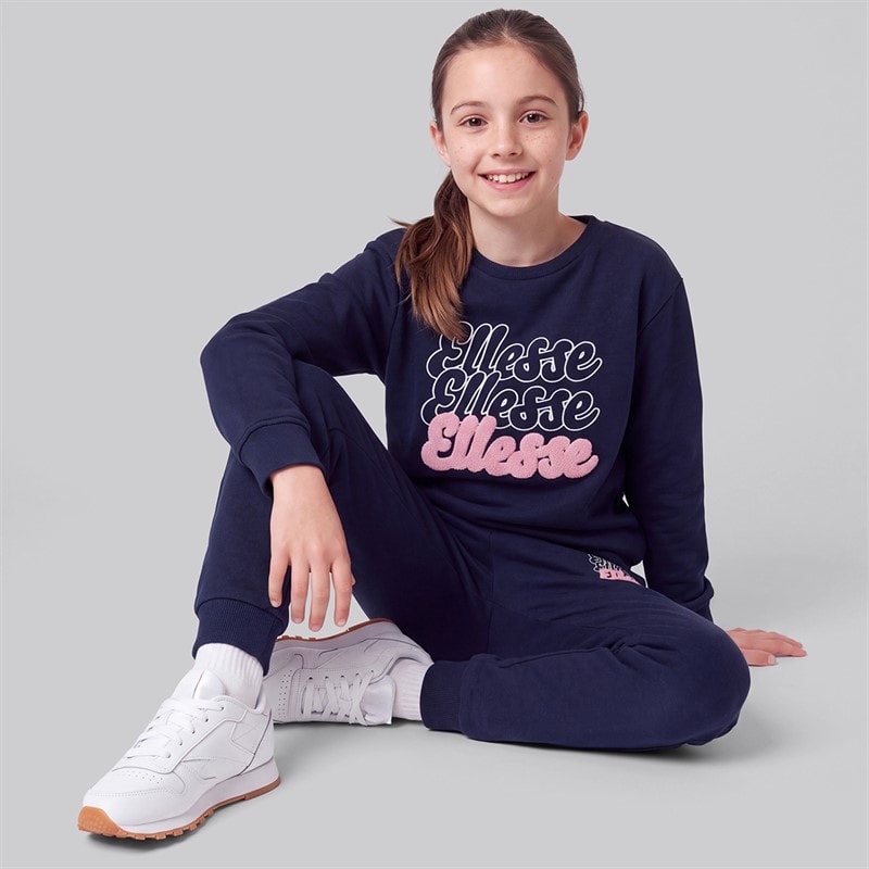 Junior Piger mazzi bubble print logo sweatshirt og joggingbukser sæt Navy - Billede 3