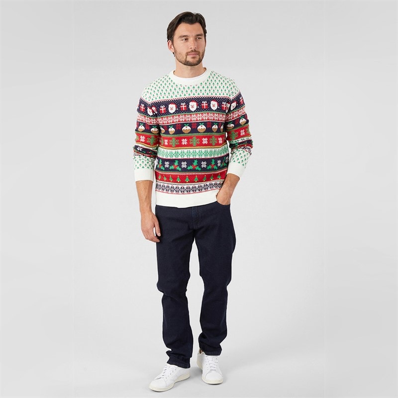 Herre jacquard juletrøje Multi - Billede 4