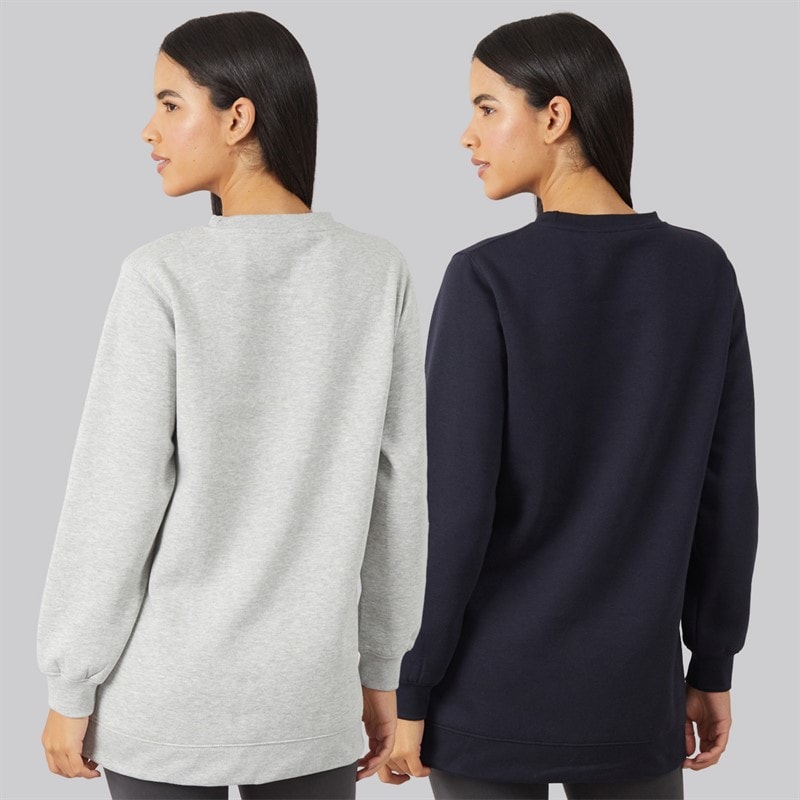 Dame to pak langærmede sweatshirts Navy/Gråmeleret - Billede 2