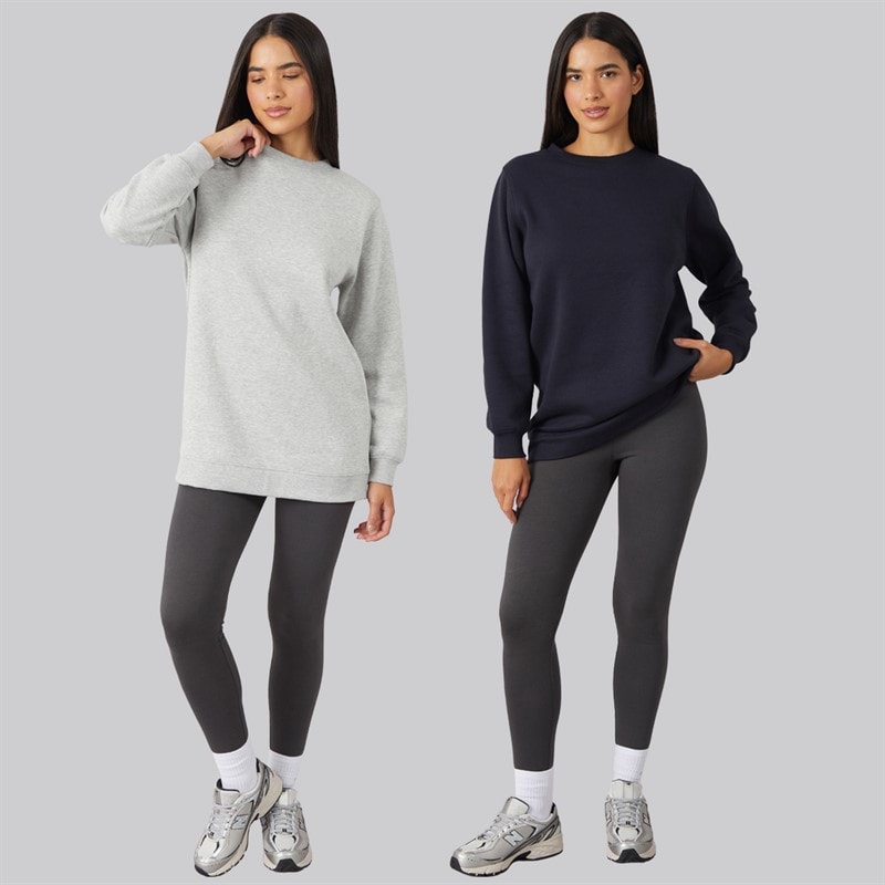 Dame to pak langærmede sweatshirts Navy/Gråmeleret - Billede 4