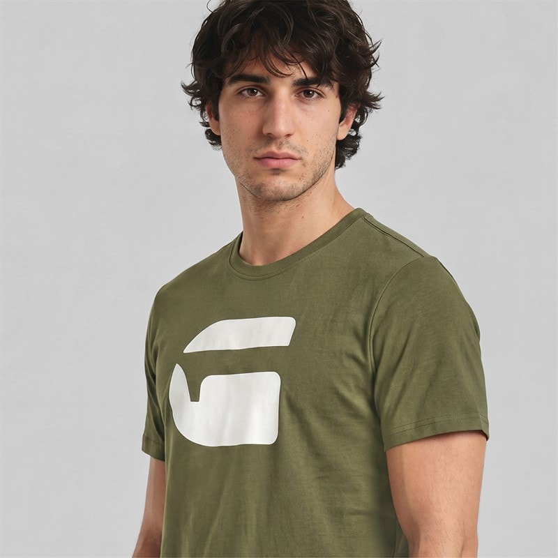 Herre logo slim t-shirt Shadow Olive - Billede 3