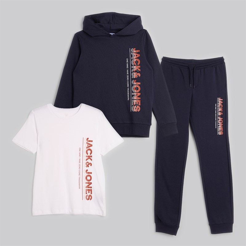 Drenge struktur trepak hættetrøje t-shirt og joggingbukser sæt Navy Blazer - Billede 2