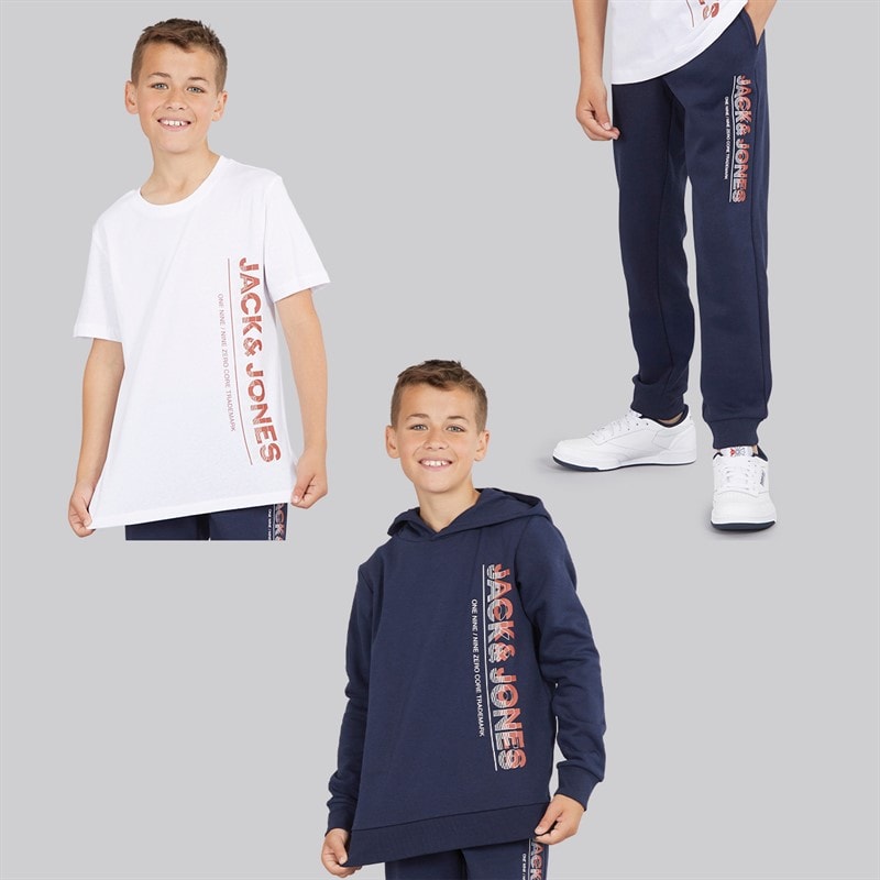 Drenge struktur trepak hættetrøje t-shirt og joggingbukser sæt Navy Blazer - Billede 3