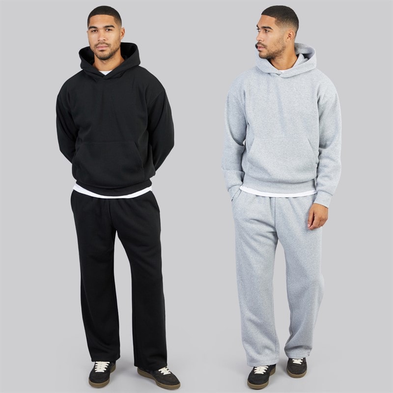 Herre oversized to-pak hættetrøjer Sort/Hvidgråmeleret - Billede 3