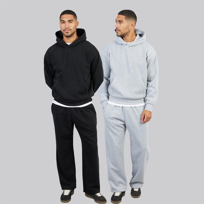 Herre oversized to-pak åbne nederste joggebukser Sort/Hvidgråmeleret - Billede 3
