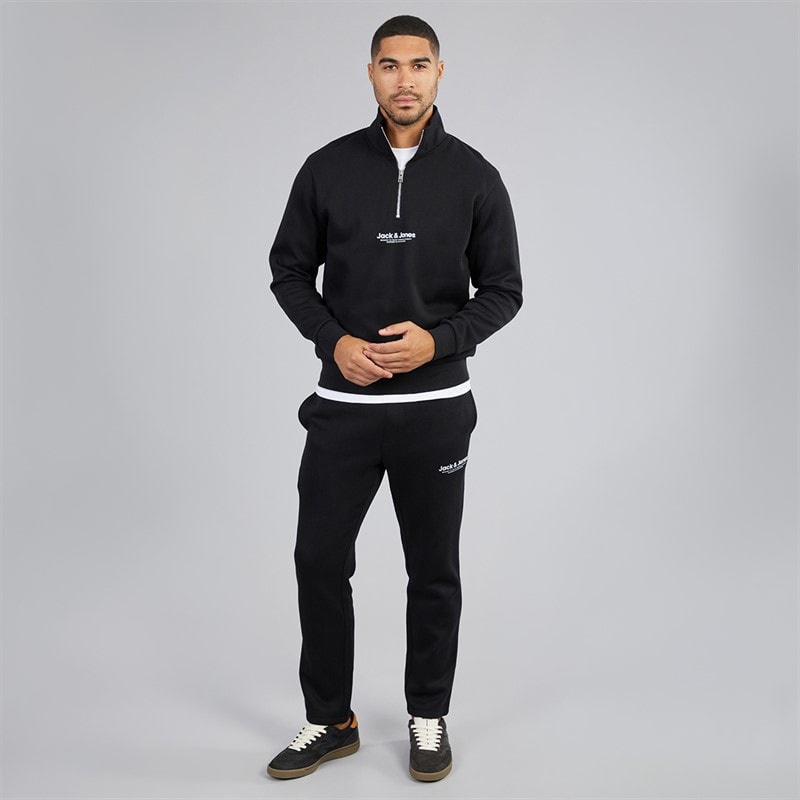 Herre 1/4 lynlås åbent ben tracksuit Sort - Billede 1