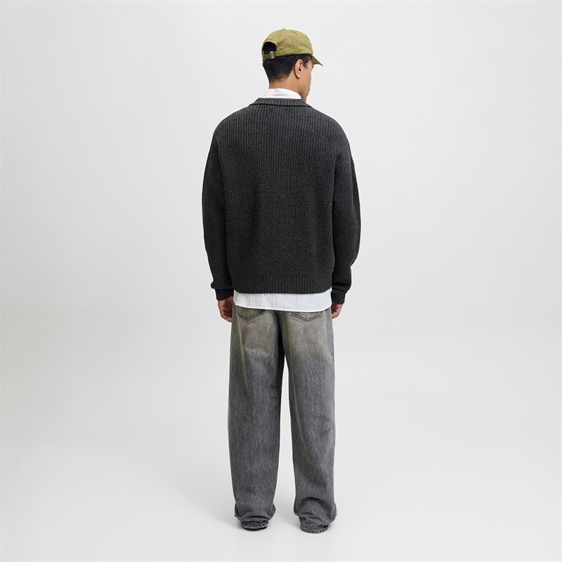 Herre strikket cardigan Dark Grey Marl - Billede 2