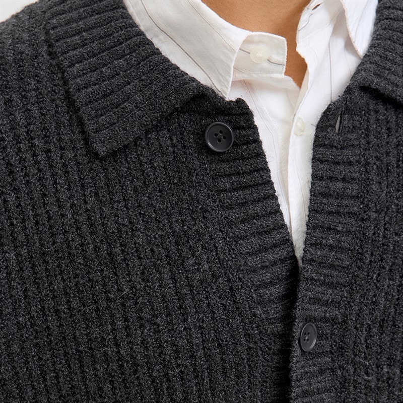 Herre strikket cardigan Dark Grey Marl - Billede 3