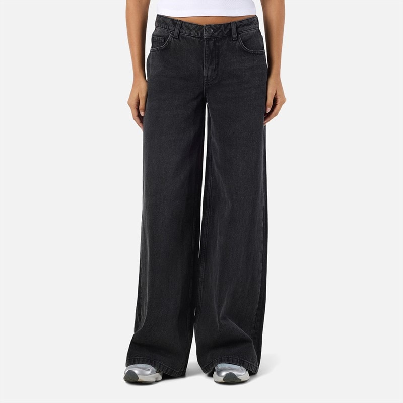 Noisy May Dame kettie vidbenede jeans - Black Denim