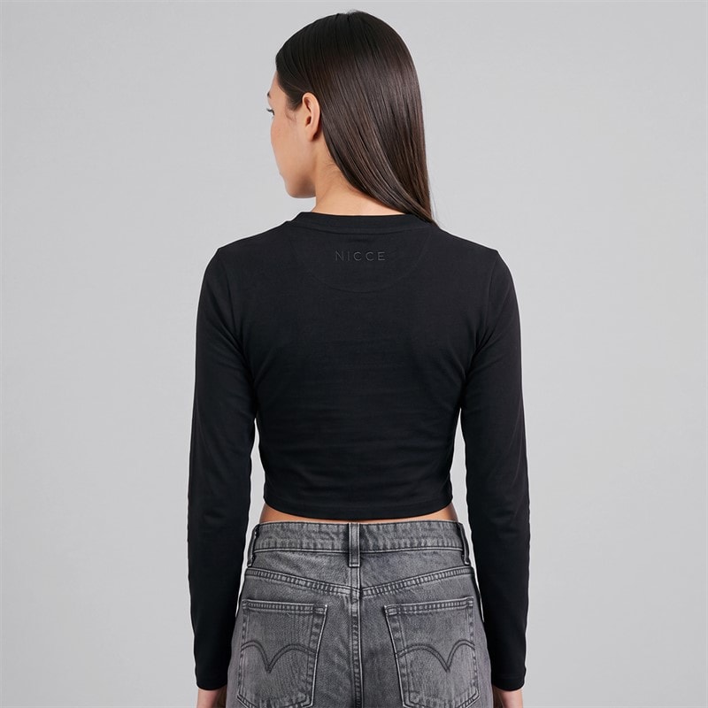 Dame penelopee tætsiddende langærmet henley t-shirt Sort - Billede 2