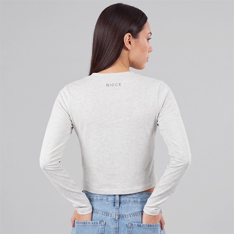 Dame penelopee tætsiddende langærmet henley t-shirt Ice Grey Marl - Billede 2