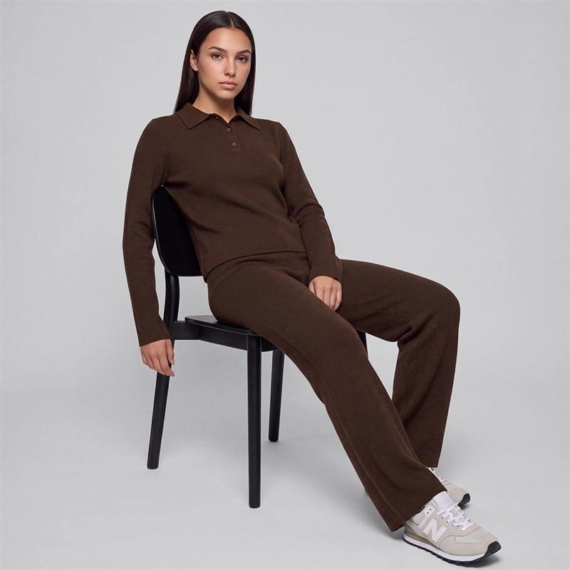 Dame seraphiel strikpoloshirt med lange ærmer og bukser med lige ben Americano - Billede 4