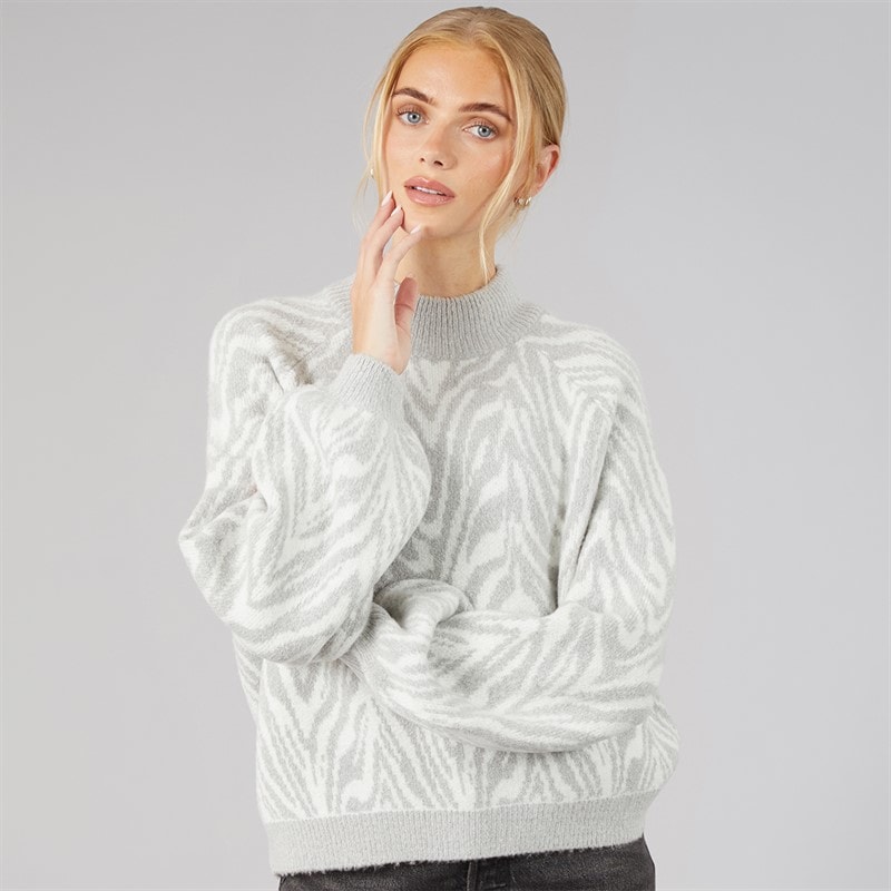 French Connection Dame animal crew jumper - Light Grey Melange