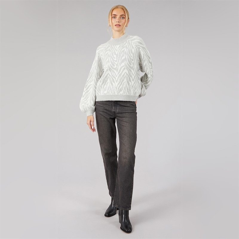 Dame animal crew jumper Light Grey Melange - Billede 4